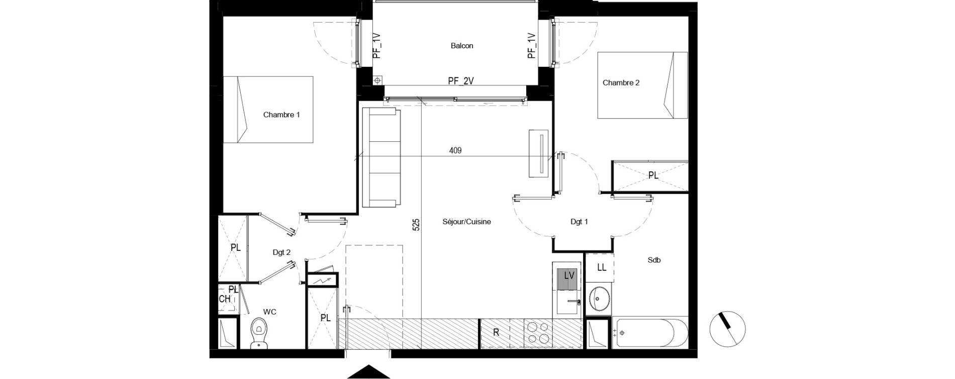 Appartement T3 de 60,04 m2 &agrave; Toulouse Les pradettes