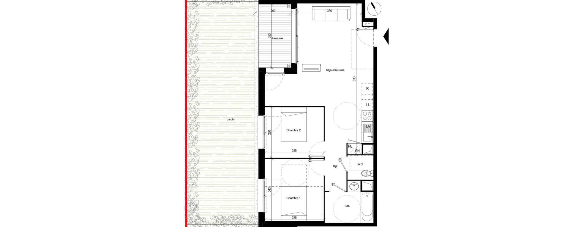 Appartement T3 de 62,63 m2 &agrave; Toulouse Les pradettes