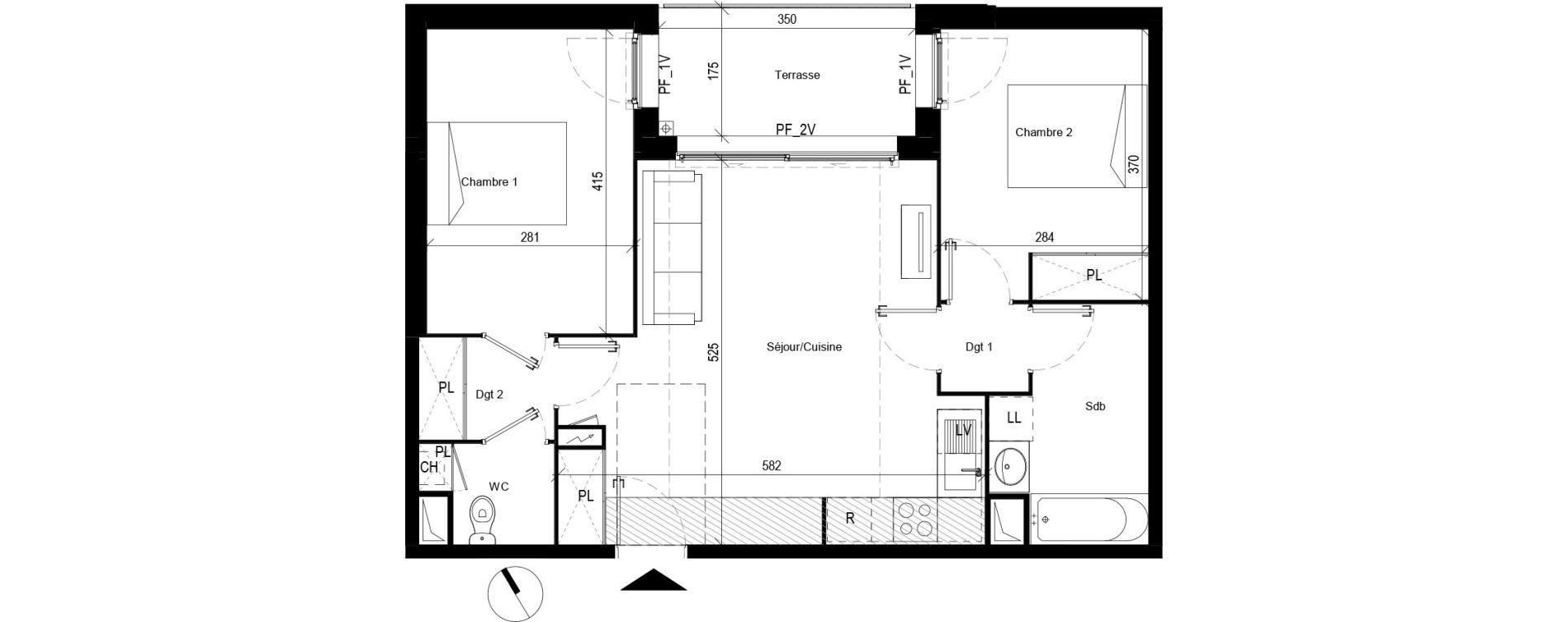 Appartement T3 de 60,04 m2 &agrave; Toulouse Les pradettes
