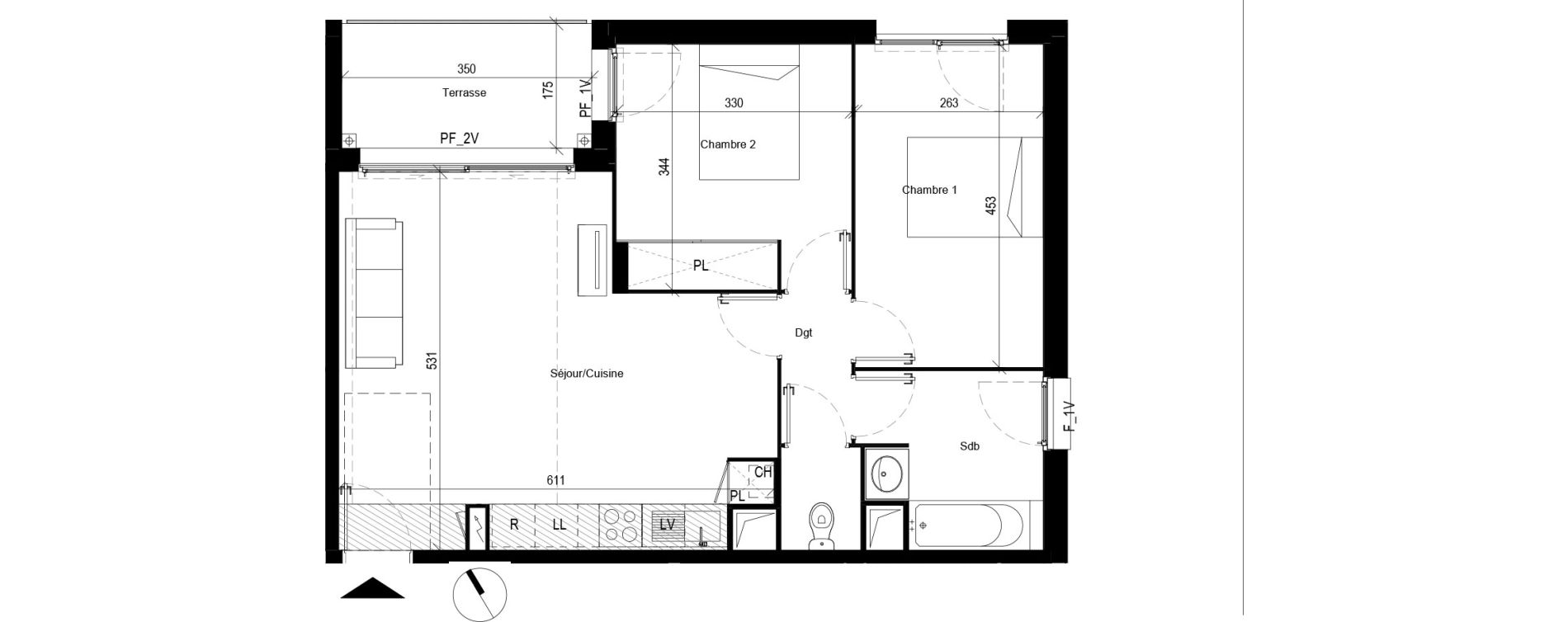 Appartement T3 de 60,83 m2 &agrave; Toulouse Les pradettes