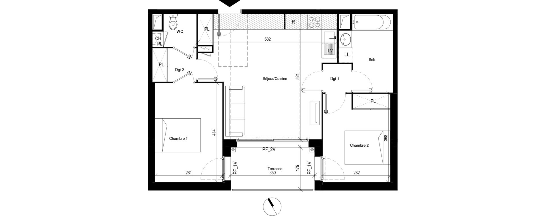 Appartement T3 de 60,11 m2 &agrave; Toulouse Les pradettes