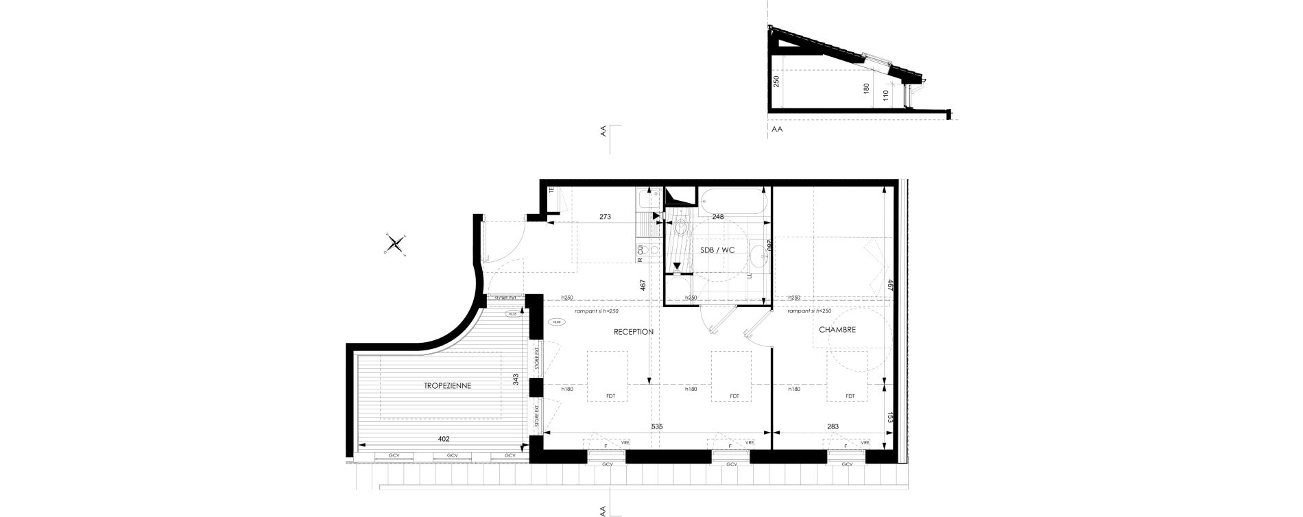 Appartement T2 de 40,47 m2 &agrave; Toulouse Courr&egrave;ge