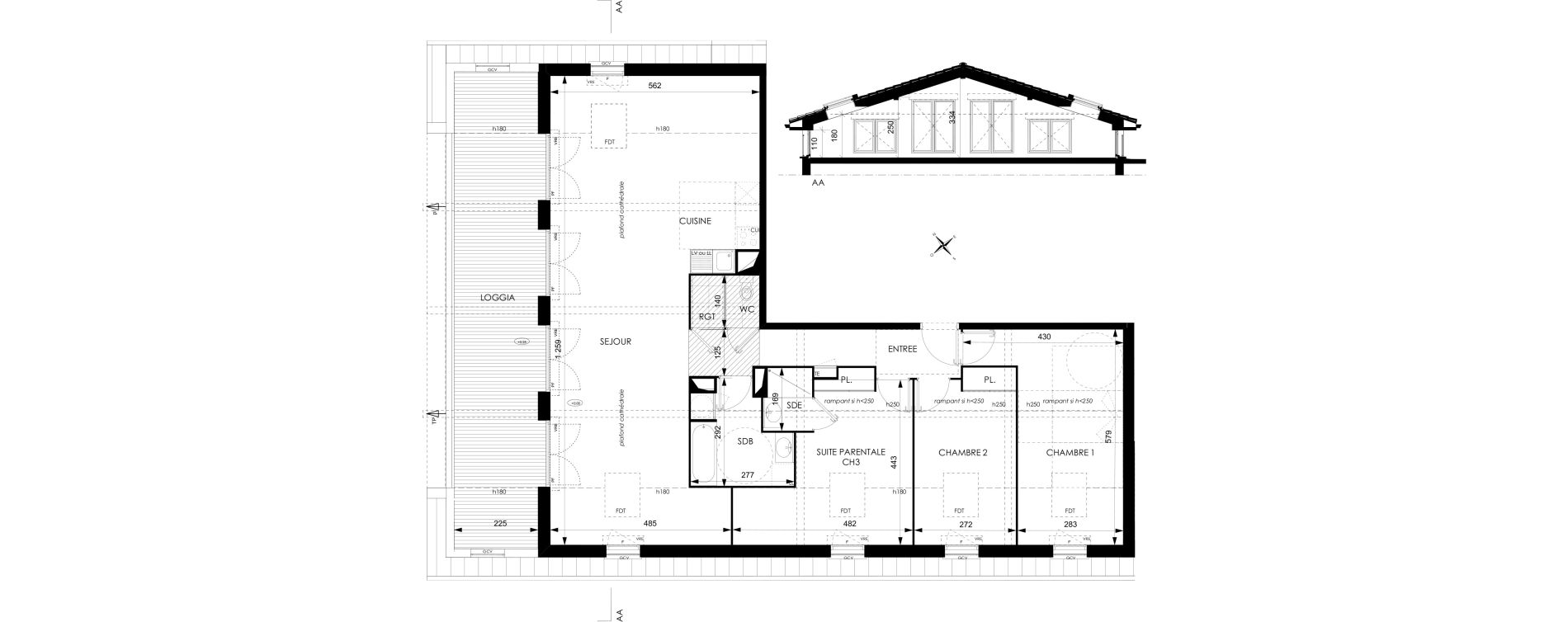 Appartement T4 de 95,50 m2 &agrave; Toulouse Courr&egrave;ge