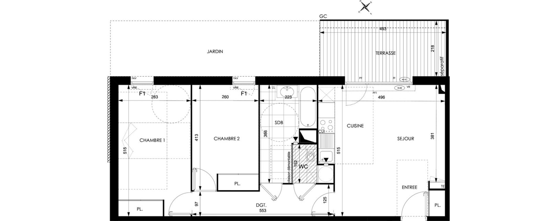 Appartement T3 de 63,76 m2 &agrave; Toulouse Courr&egrave;ge