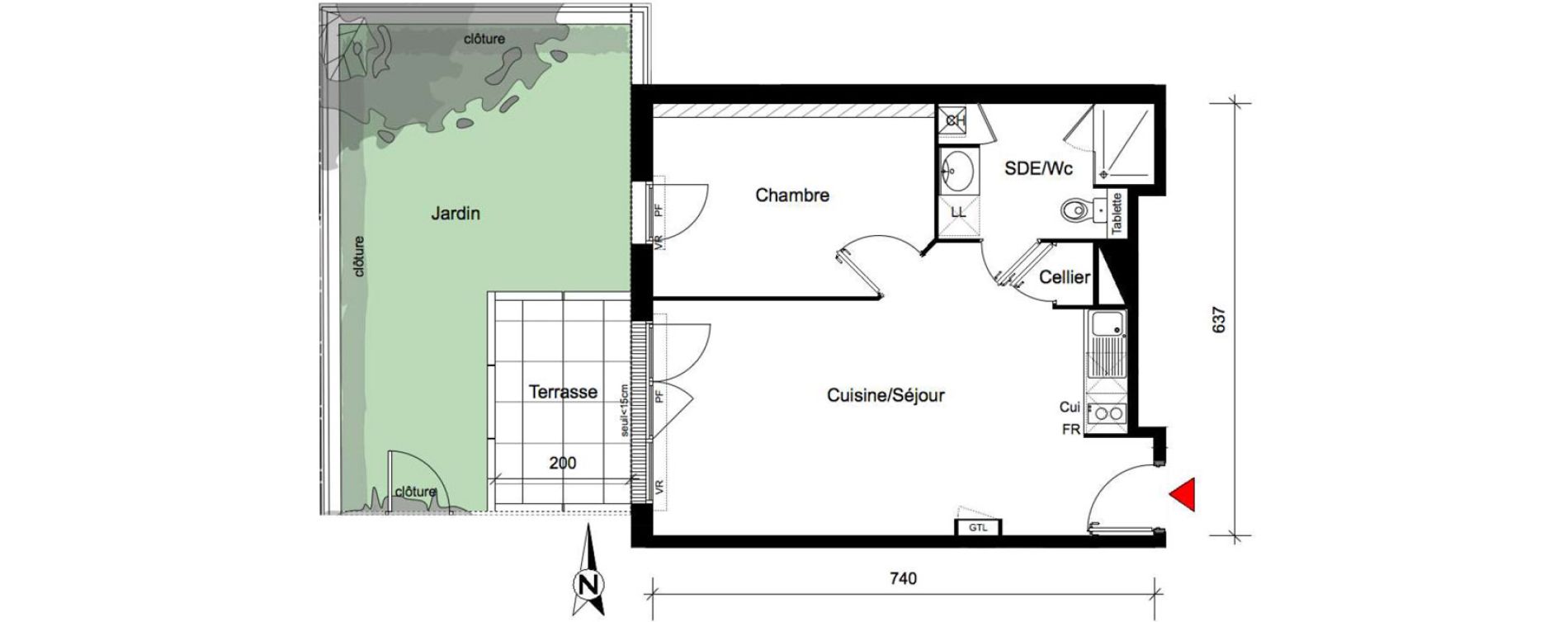 Appartement T2 de 44,35 m2 &agrave; Toulouse Ch&acirc;teau de l hers