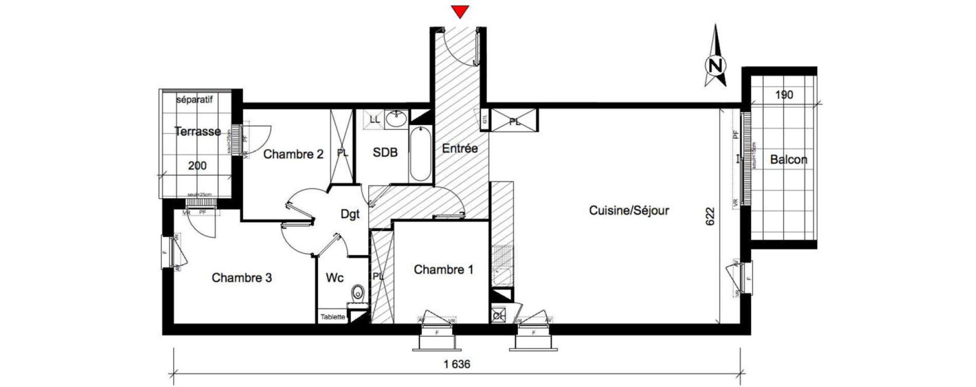 Appartement T4 de 95,64 m2 &agrave; Toulouse Ch&acirc;teau de l hers