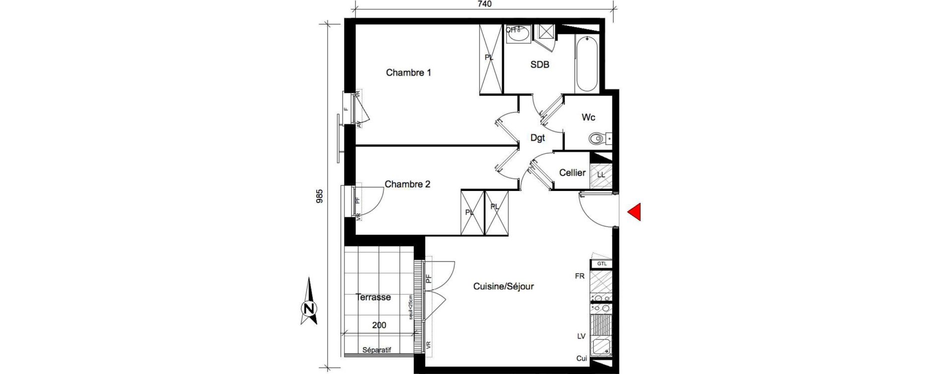 Appartement T3 de 62,05 m2 &agrave; Toulouse Ch&acirc;teau de l hers
