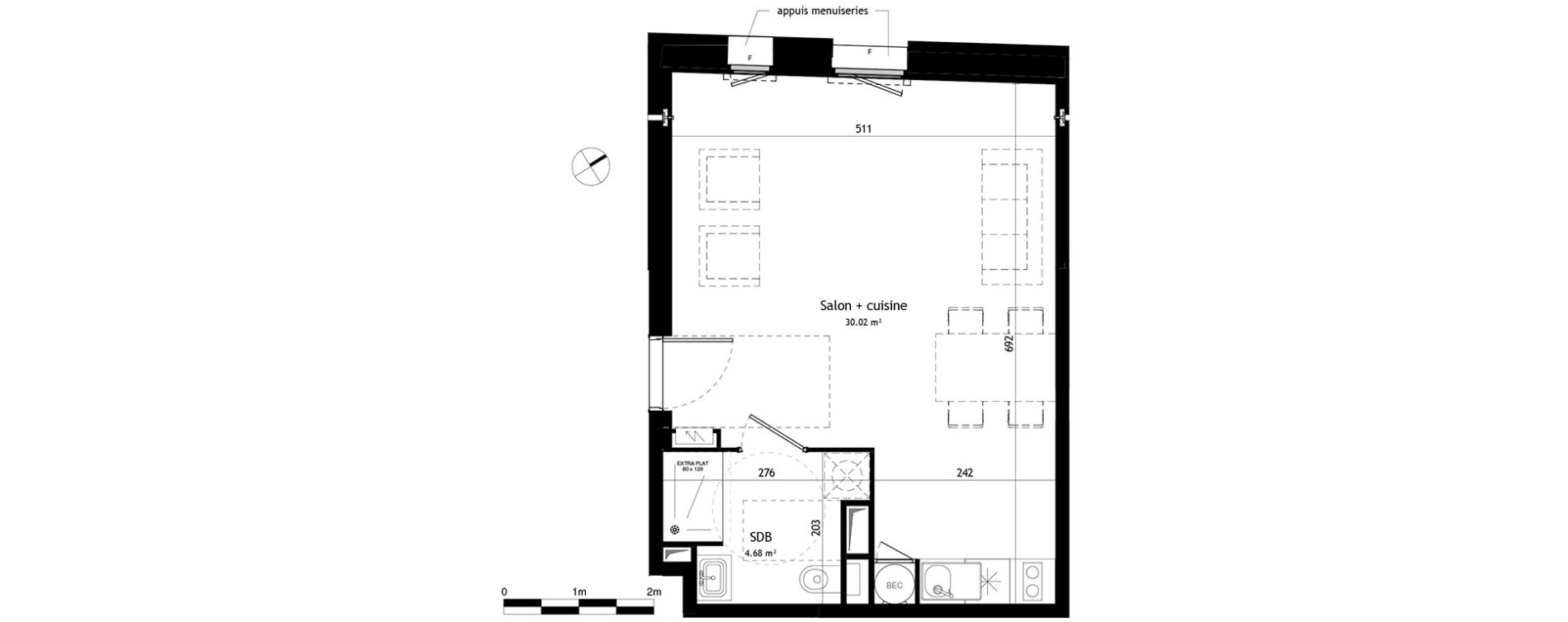 Appartement T1 de 34,70 m2 &agrave; Toulouse Fer &agrave; cheval