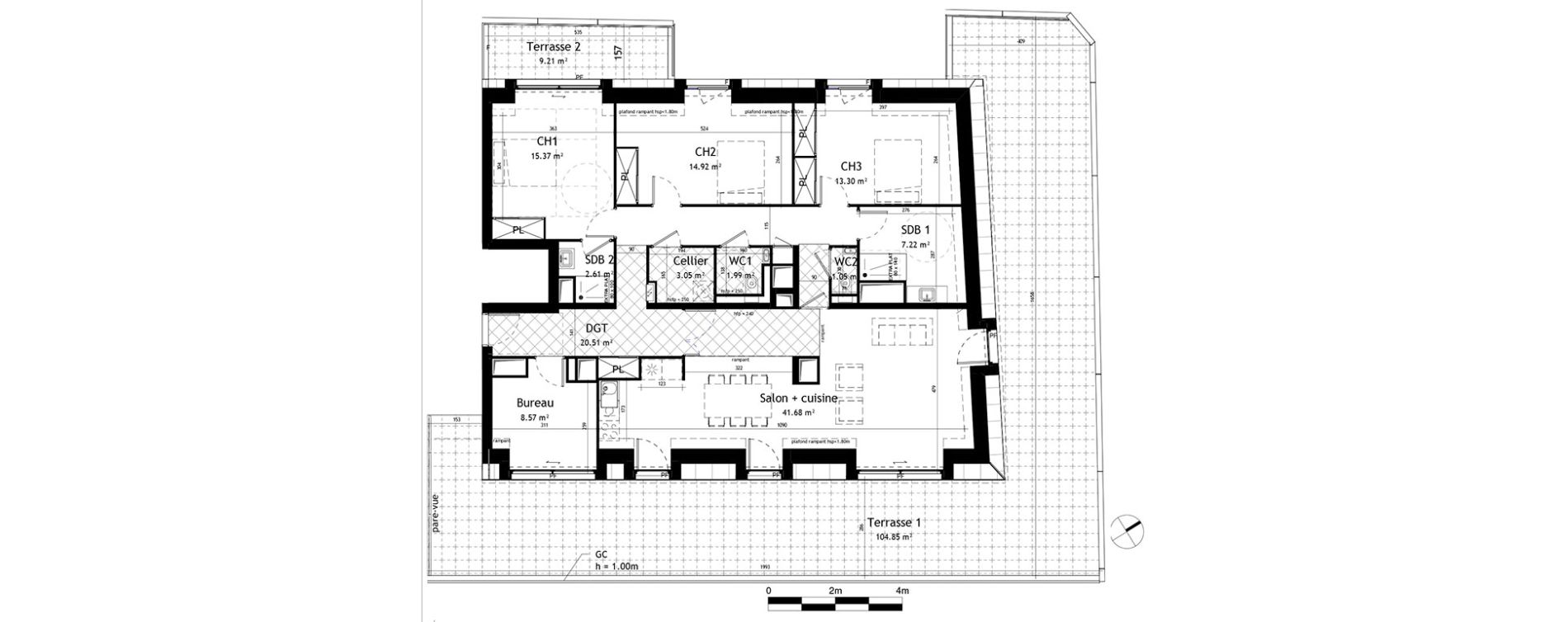 Appartement T5 de 130,27 m2 &agrave; Toulouse Fer &agrave; cheval