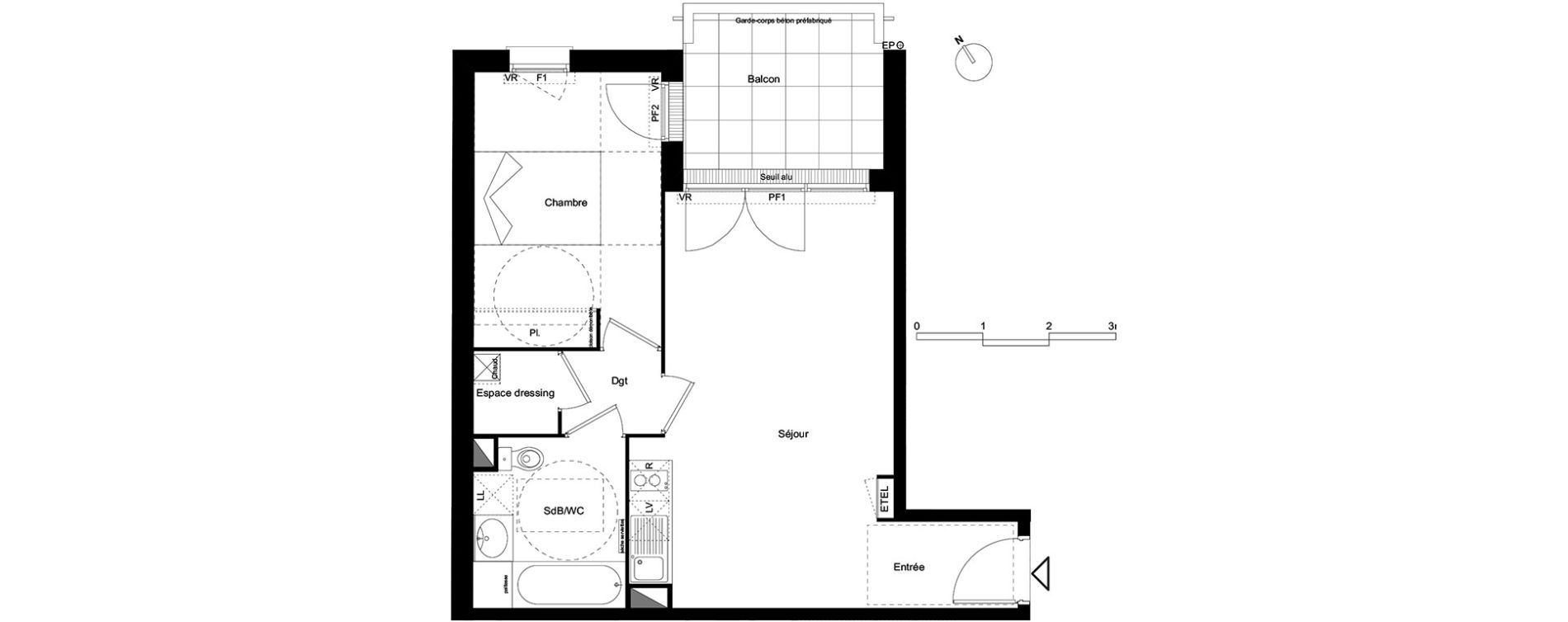 Appartement T2 de 45,88 m2 &agrave; Toulouse Guilhermy