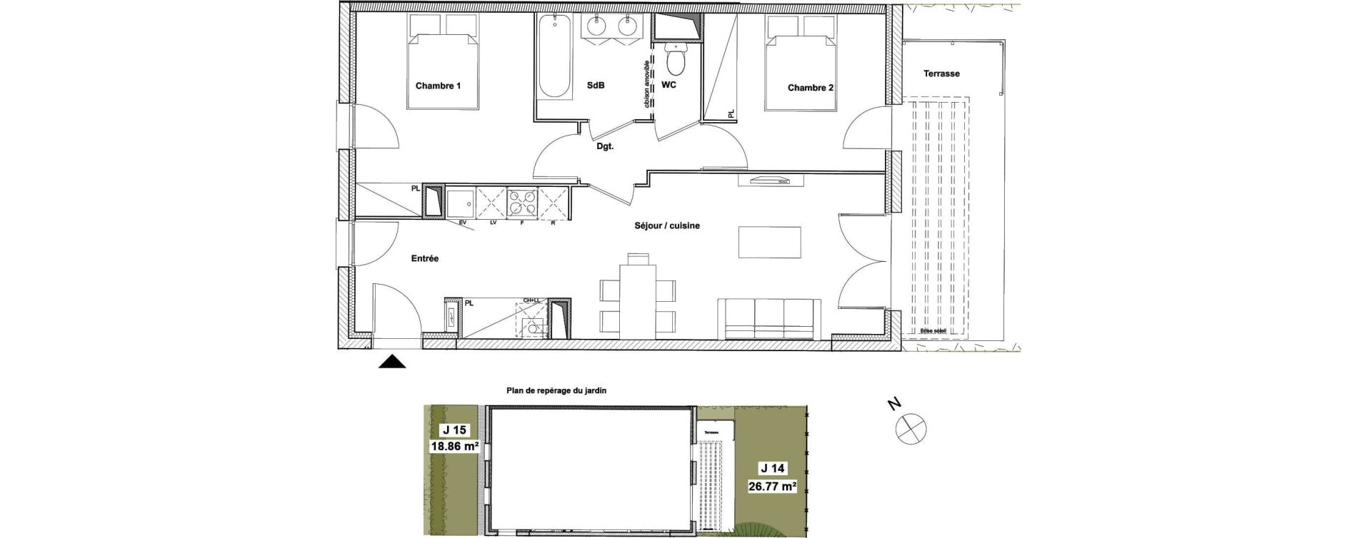 Appartement T3 de 62,33 m2 &agrave; Toulouse Saint-simon