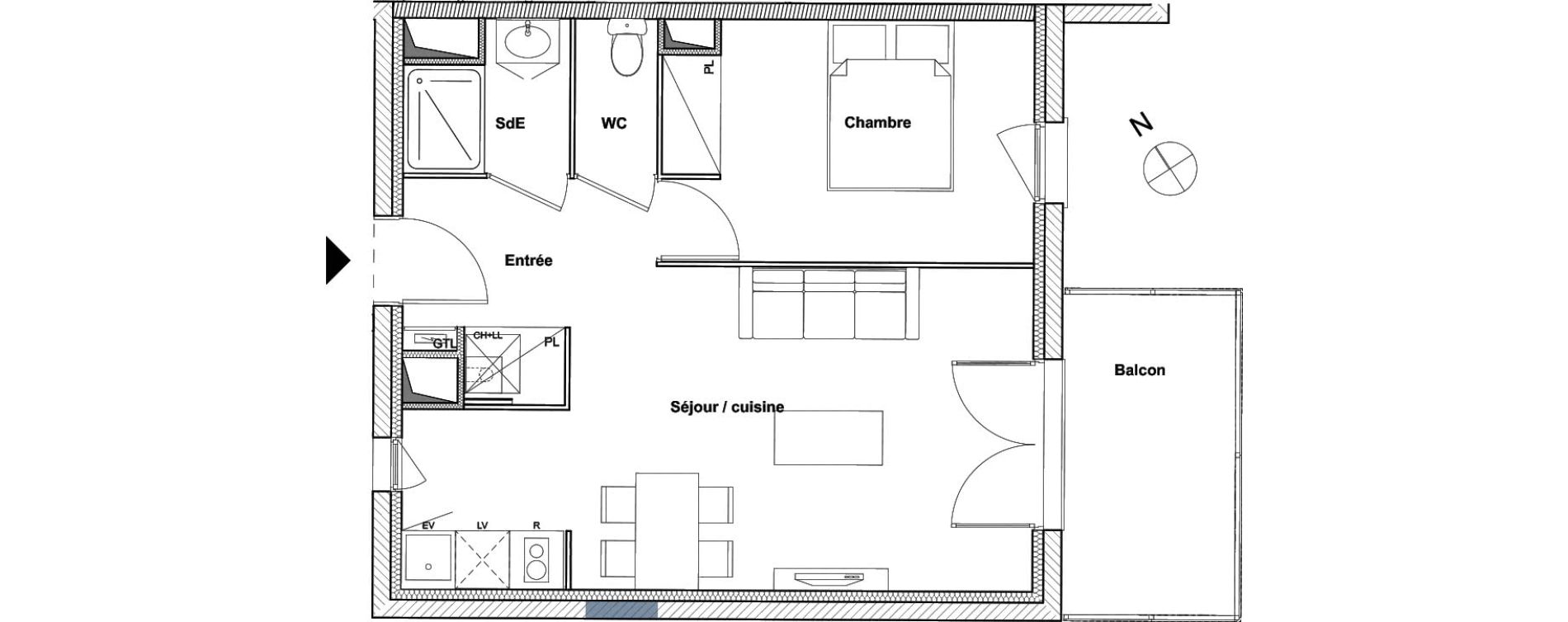 Appartement T2 de 42,47 m2 &agrave; Toulouse Saint-simon