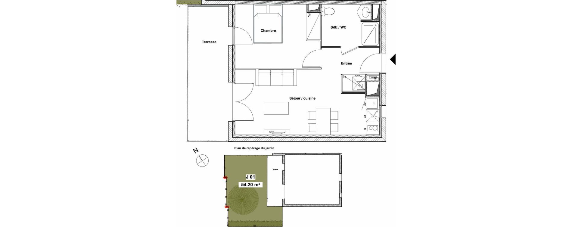 Appartement T2 de 42,48 m2 &agrave; Toulouse Saint-simon