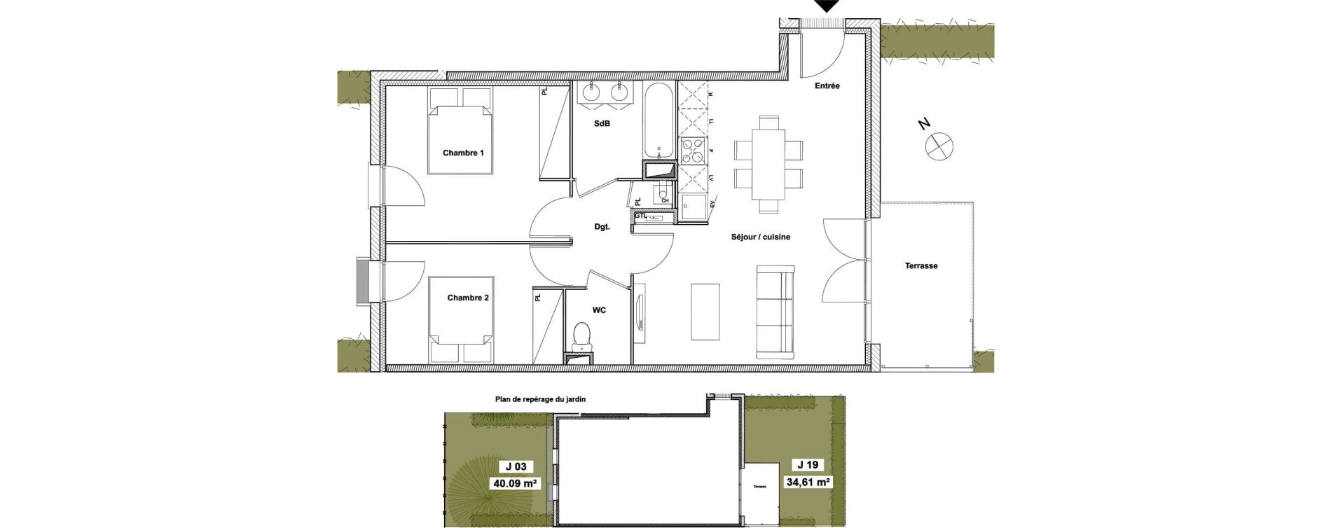 Appartement T3 de 62,04 m2 &agrave; Toulouse Saint-simon