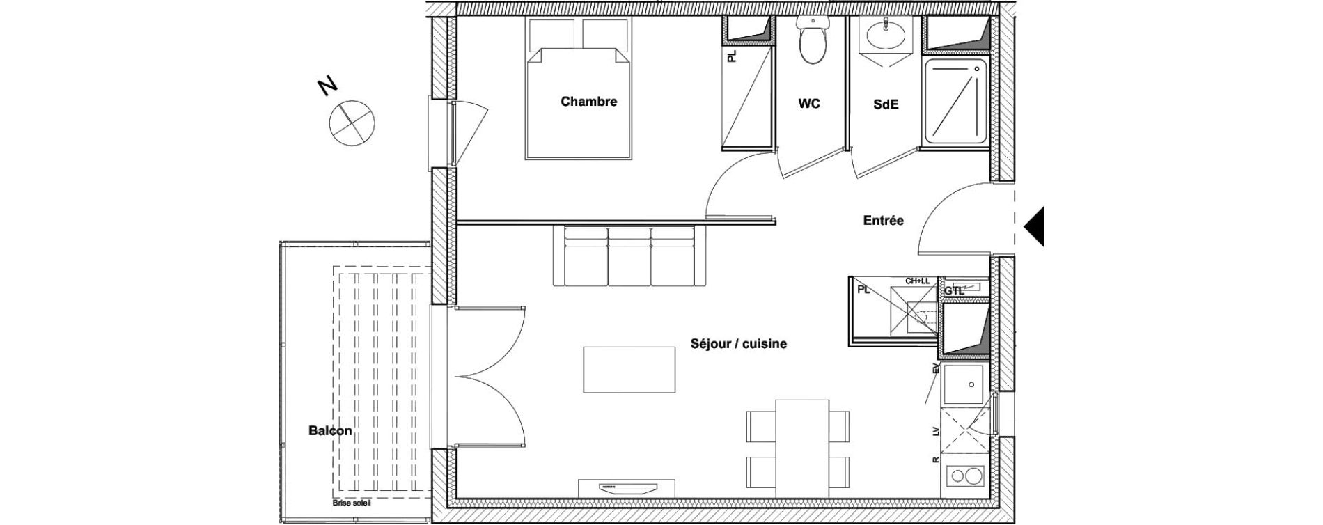 Appartement T2 de 42,27 m2 &agrave; Toulouse Saint-simon