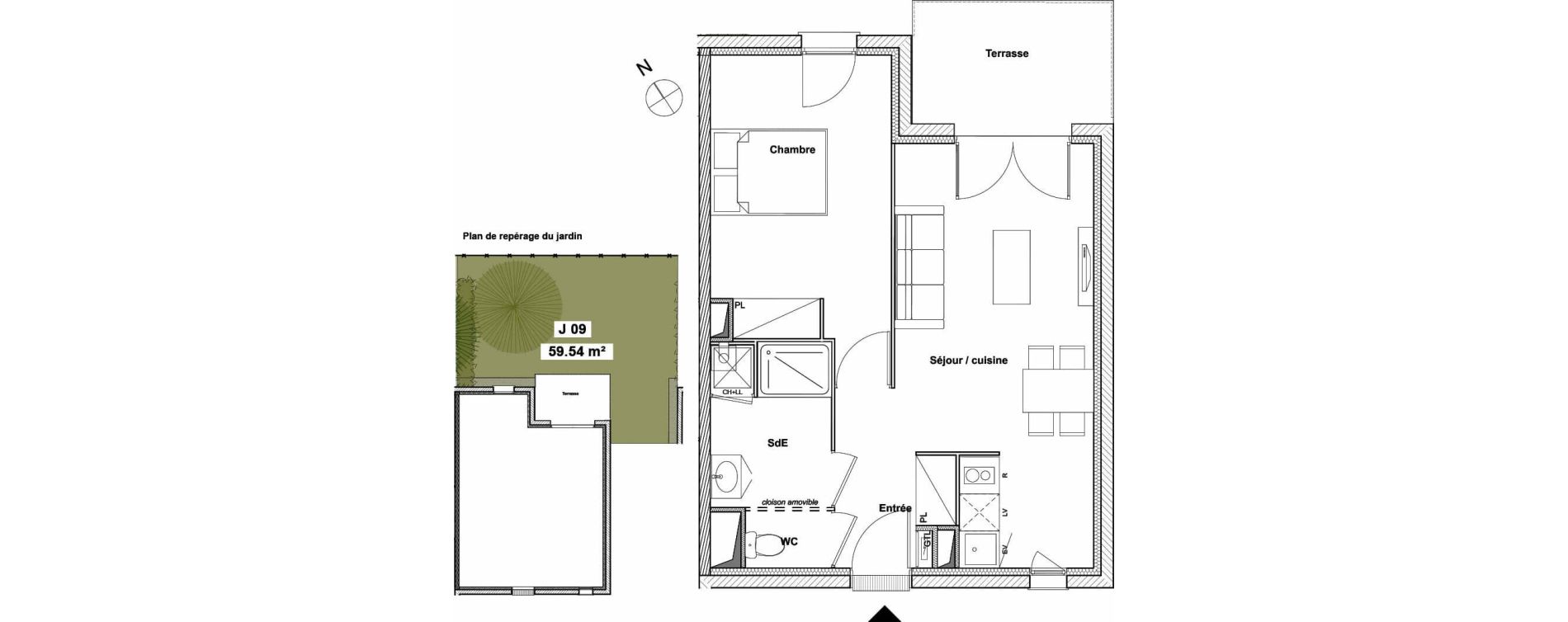 Appartement T2 de 44,99 m2 &agrave; Toulouse Saint-simon