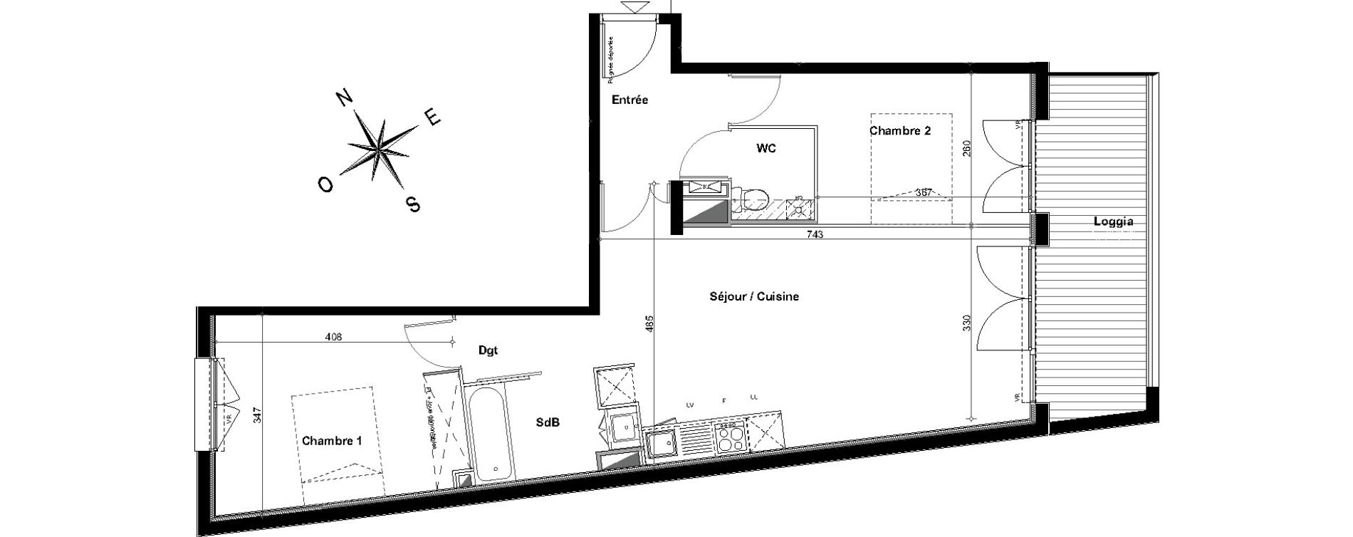 Appartement T3 de 66,74 m2 &agrave; Toulouse Fer &agrave; cheval