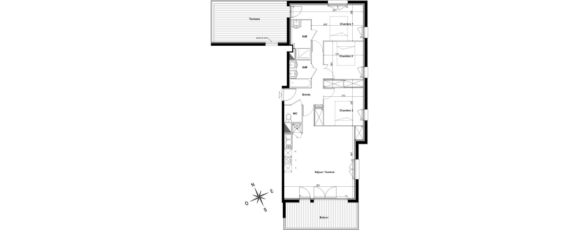 Appartement T4 de 85,05 m2 &agrave; Toulouse Fer &agrave; cheval