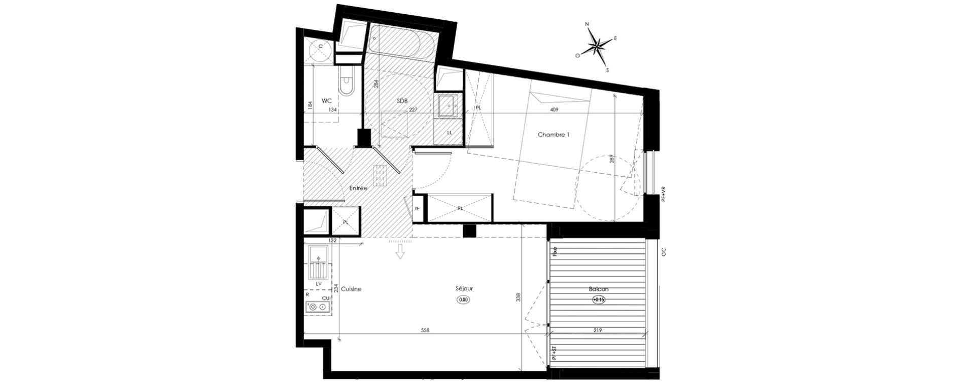 Appartement T2 de 45,00 m2 &agrave; Toulouse Saint-cyprien