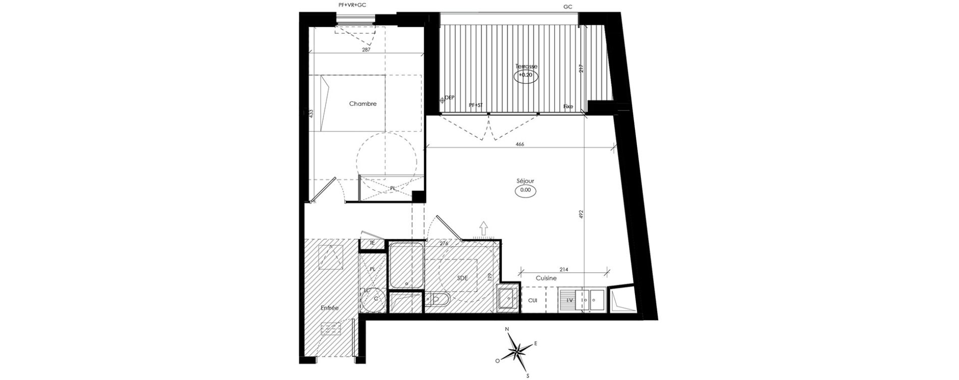 Appartement T2 de 44,97 m2 &agrave; Toulouse Saint-cyprien