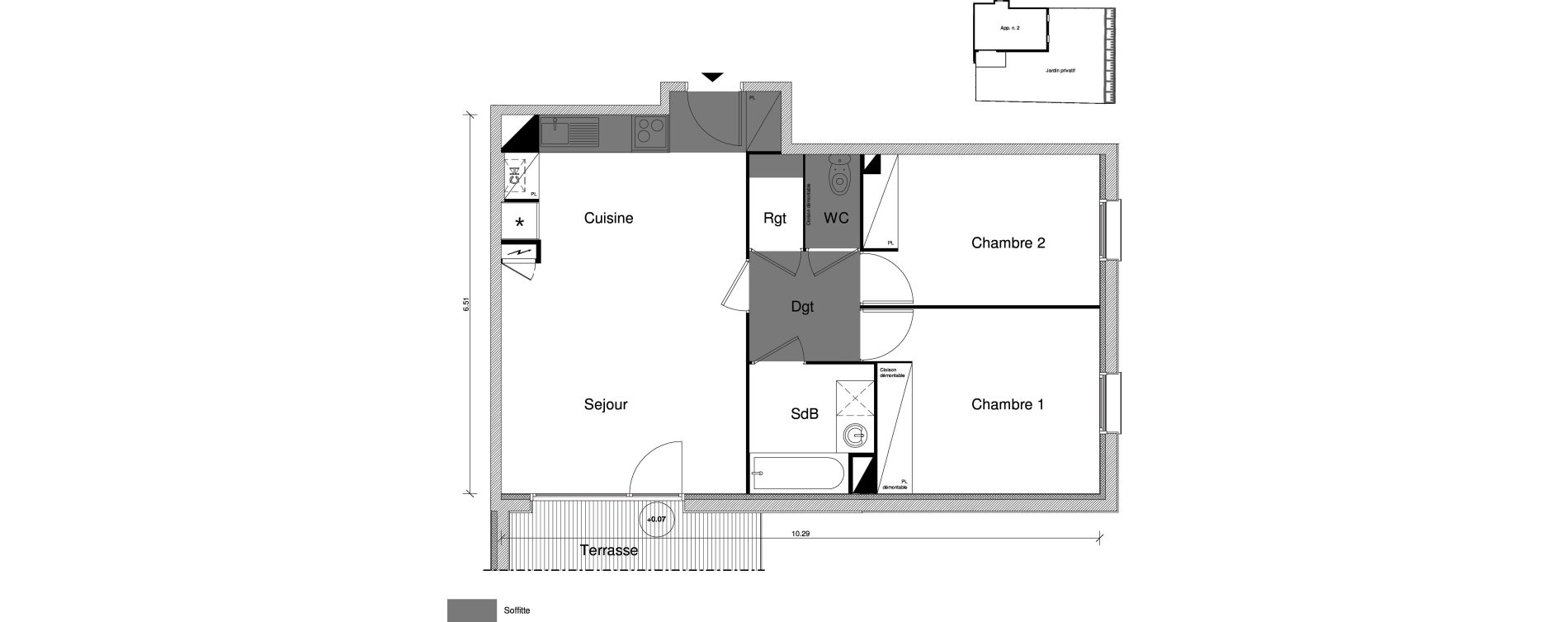 Appartement T3 de 61,72 m2 &agrave; Toulouse Saint-simon