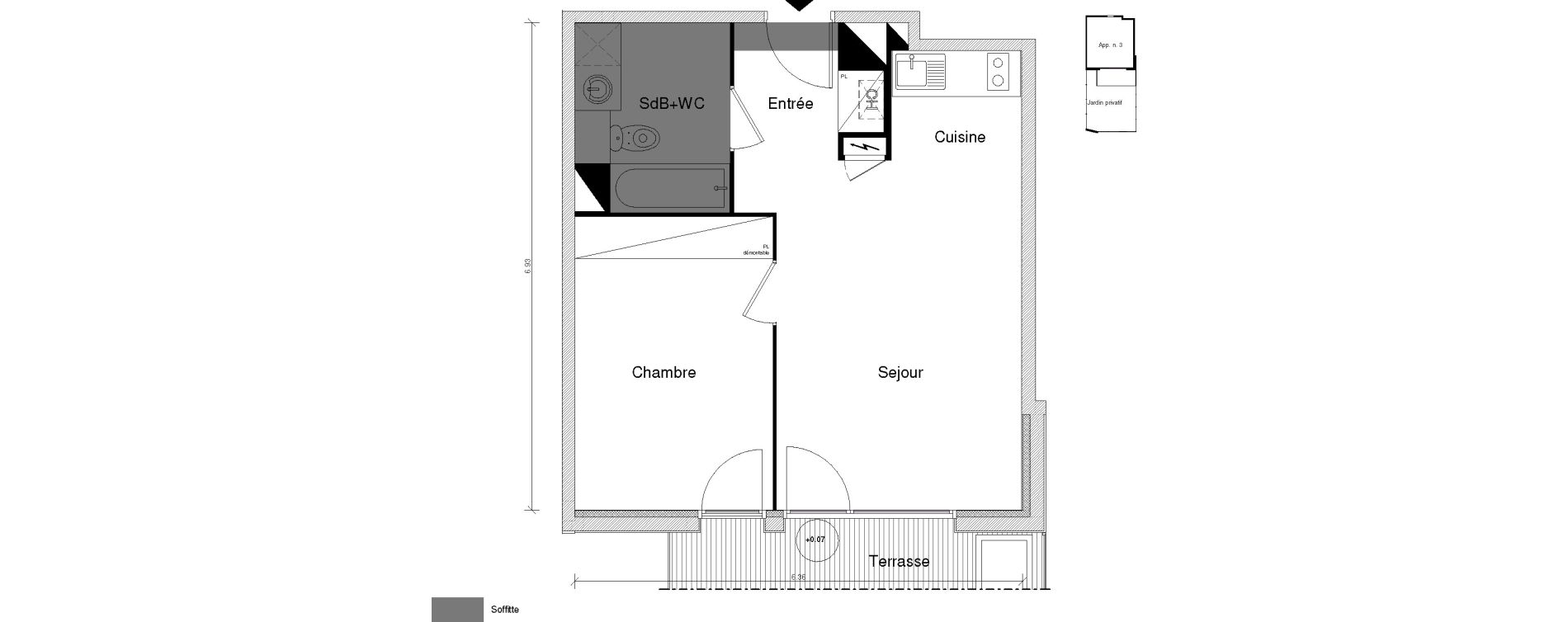 Appartement T2 de 41,42 m2 &agrave; Toulouse Saint-simon