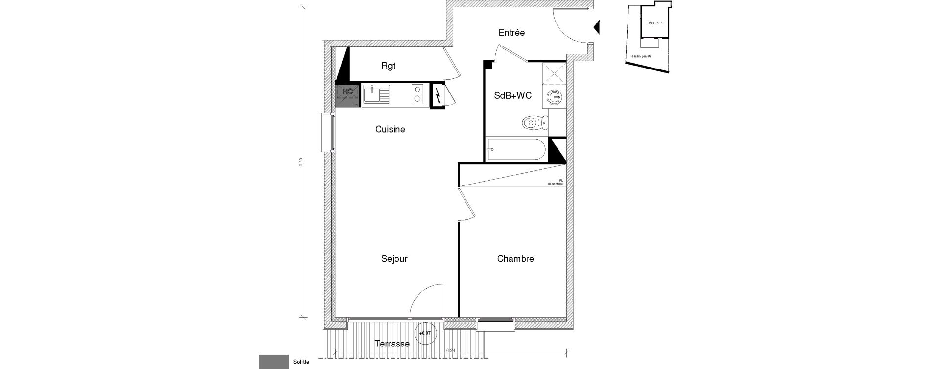 Appartement T2 de 48,02 m2 &agrave; Toulouse Saint-simon