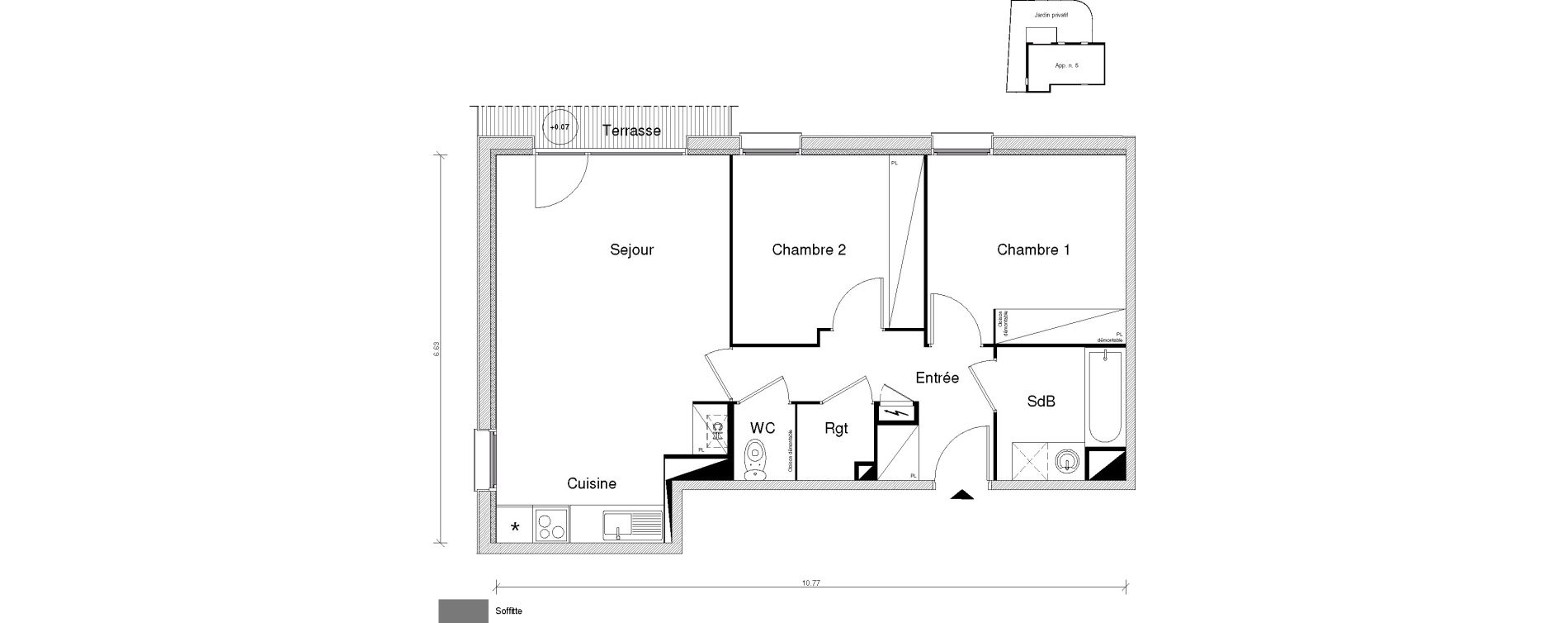 Appartement T3 de 60,34 m2 &agrave; Toulouse Saint-simon