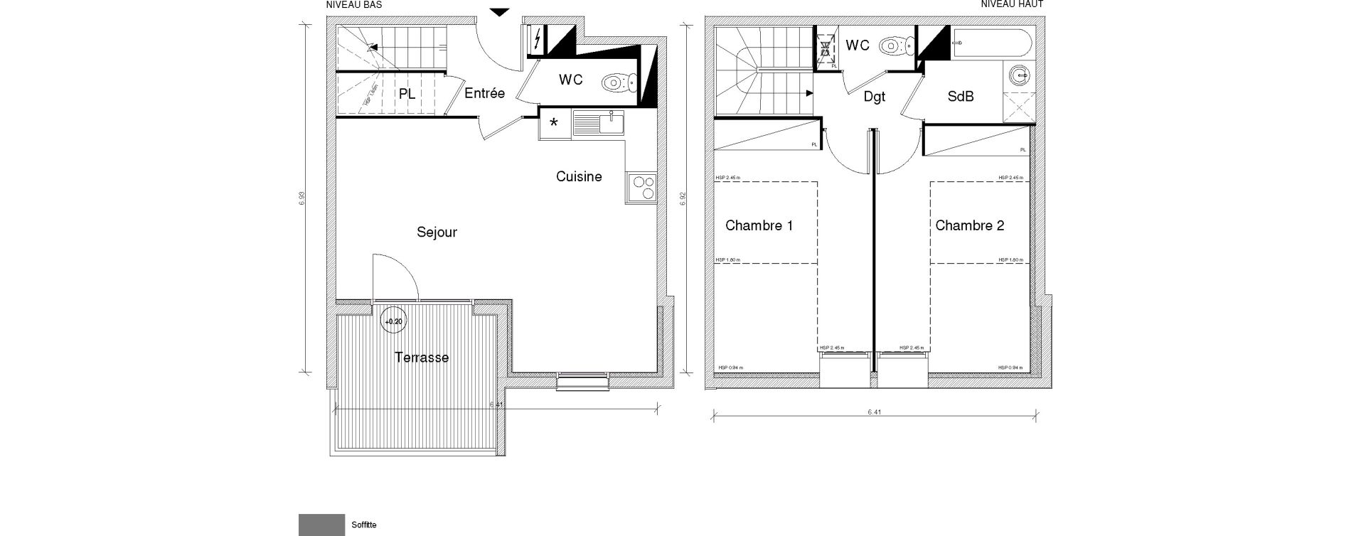 Duplex T3 de 62,95 m2 &agrave; Toulouse Saint-simon