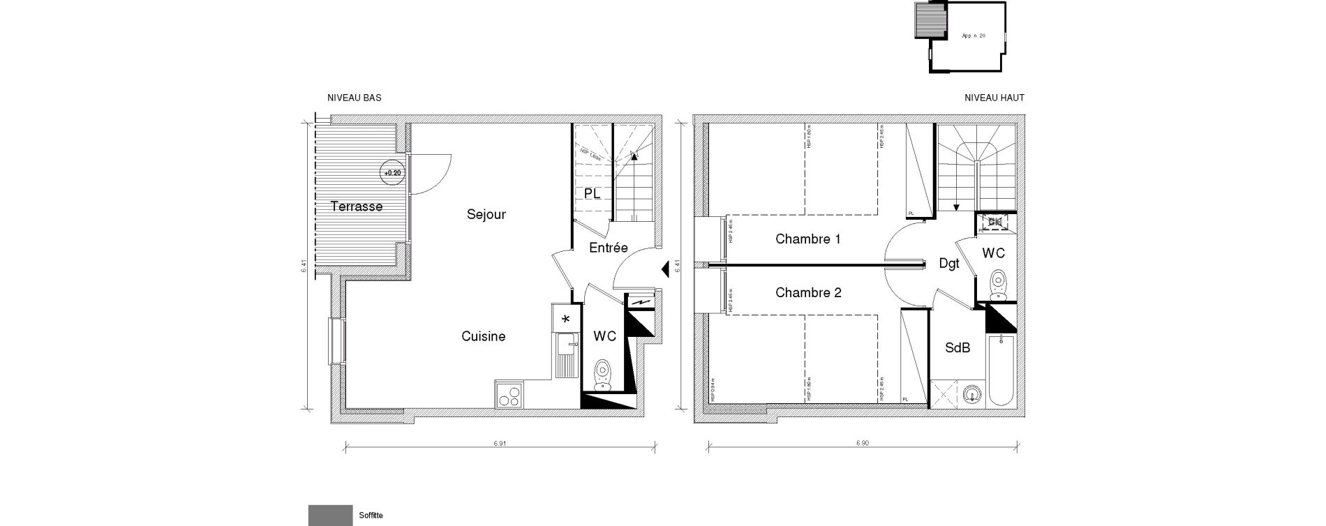 Duplex T3 de 63,82 m2 &agrave; Toulouse Saint-simon