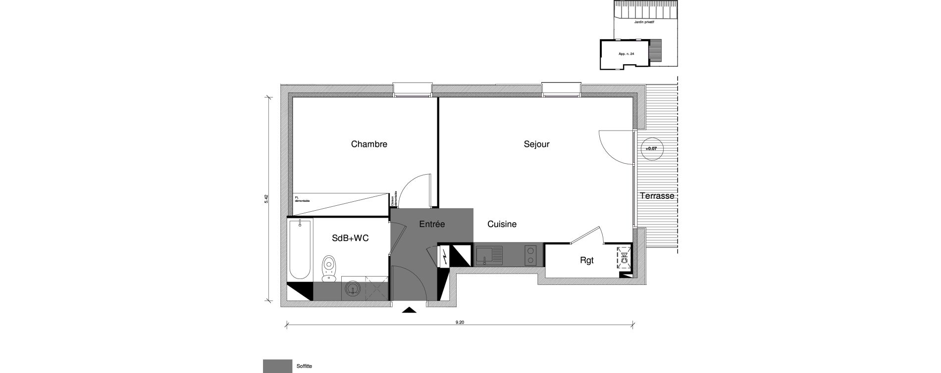Appartement T2 de 43,60 m2 &agrave; Toulouse Saint-simon