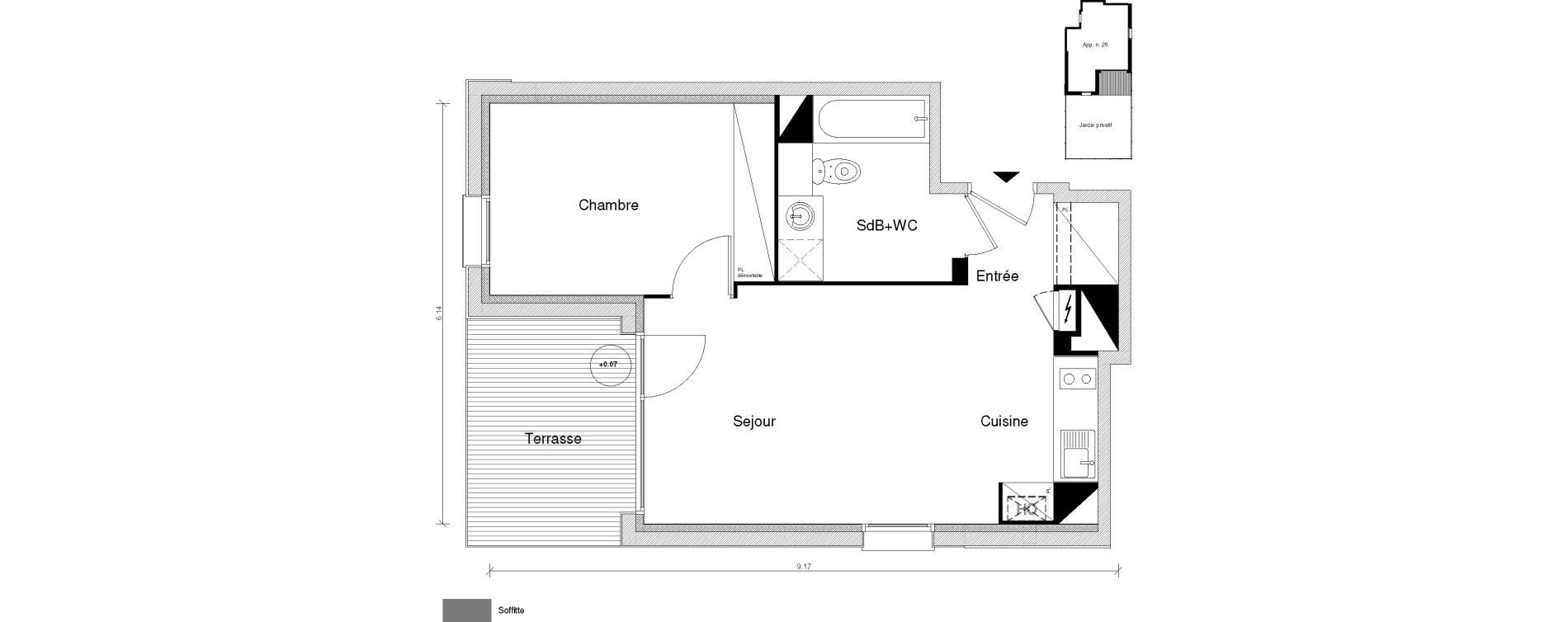 Appartement T2 de 41,19 m2 &agrave; Toulouse Saint-simon