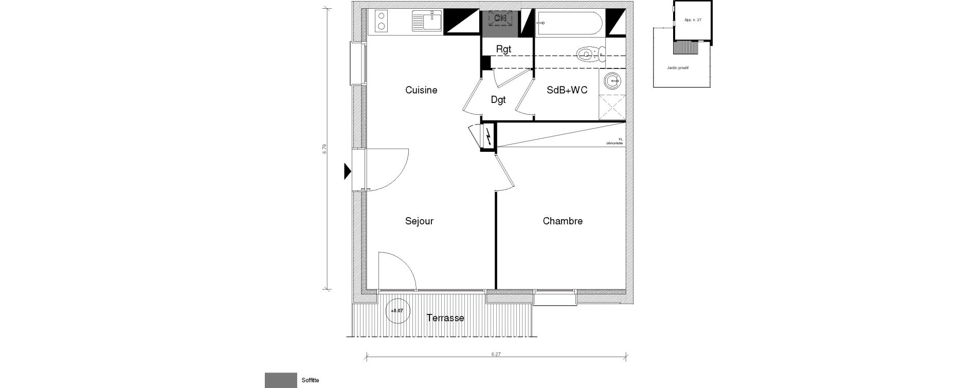 Appartement T2 de 40,31 m2 &agrave; Toulouse Saint-simon