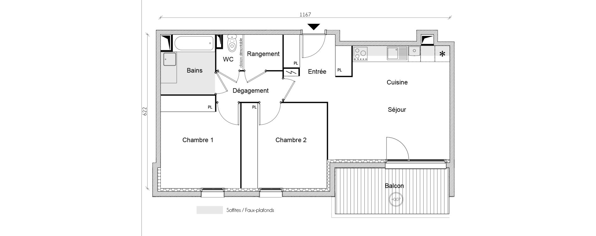 Appartement T3 de 62,84 m2 &agrave; Toulouse Barriere de paris