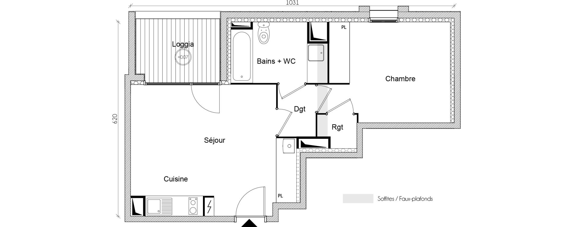 Appartement T2 de 41,30 m2 &agrave; Toulouse Barriere de paris