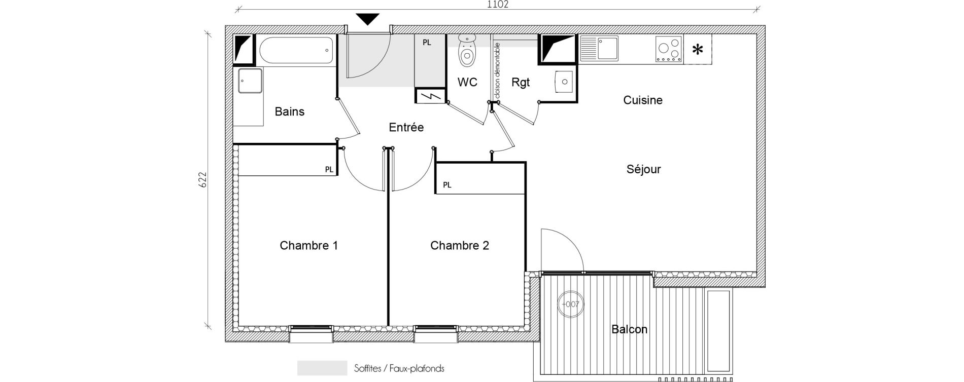 Appartement T3 de 60,73 m2 &agrave; Toulouse Barriere de paris