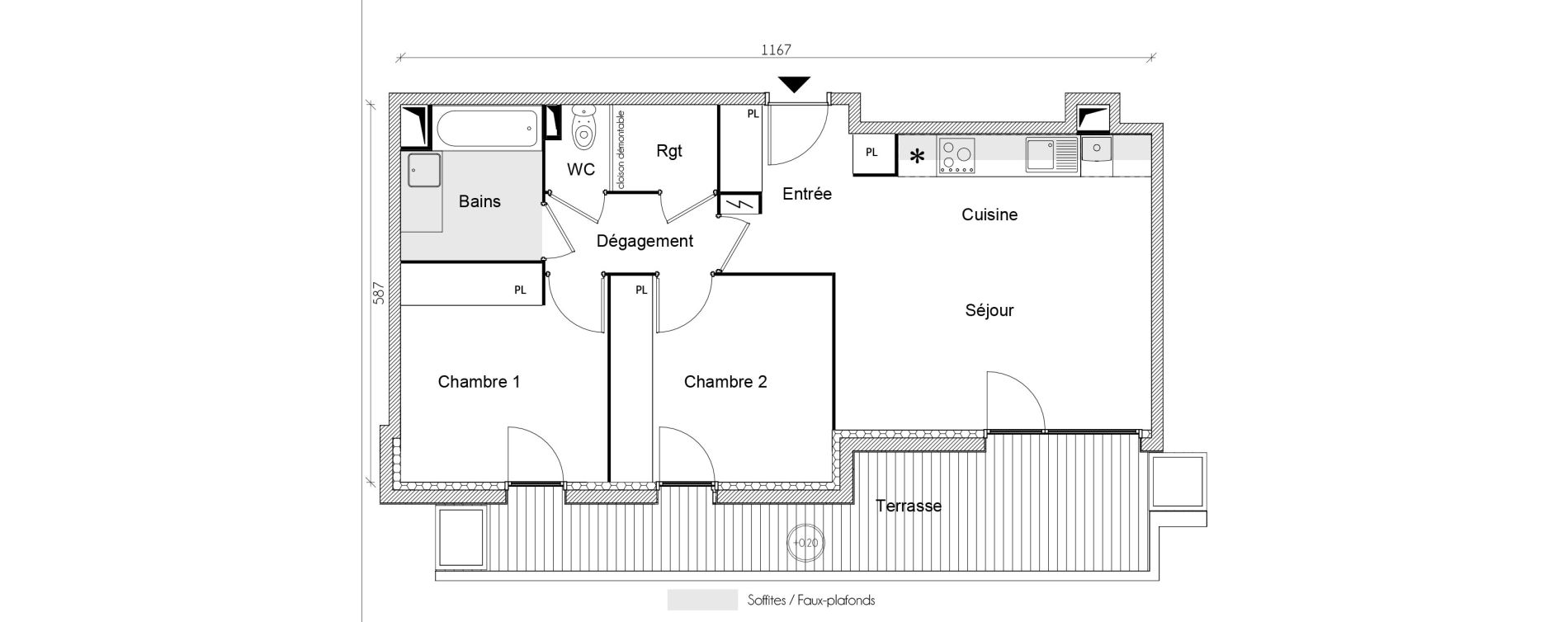 Appartement T3 de 60,46 m2 &agrave; Toulouse Barriere de paris