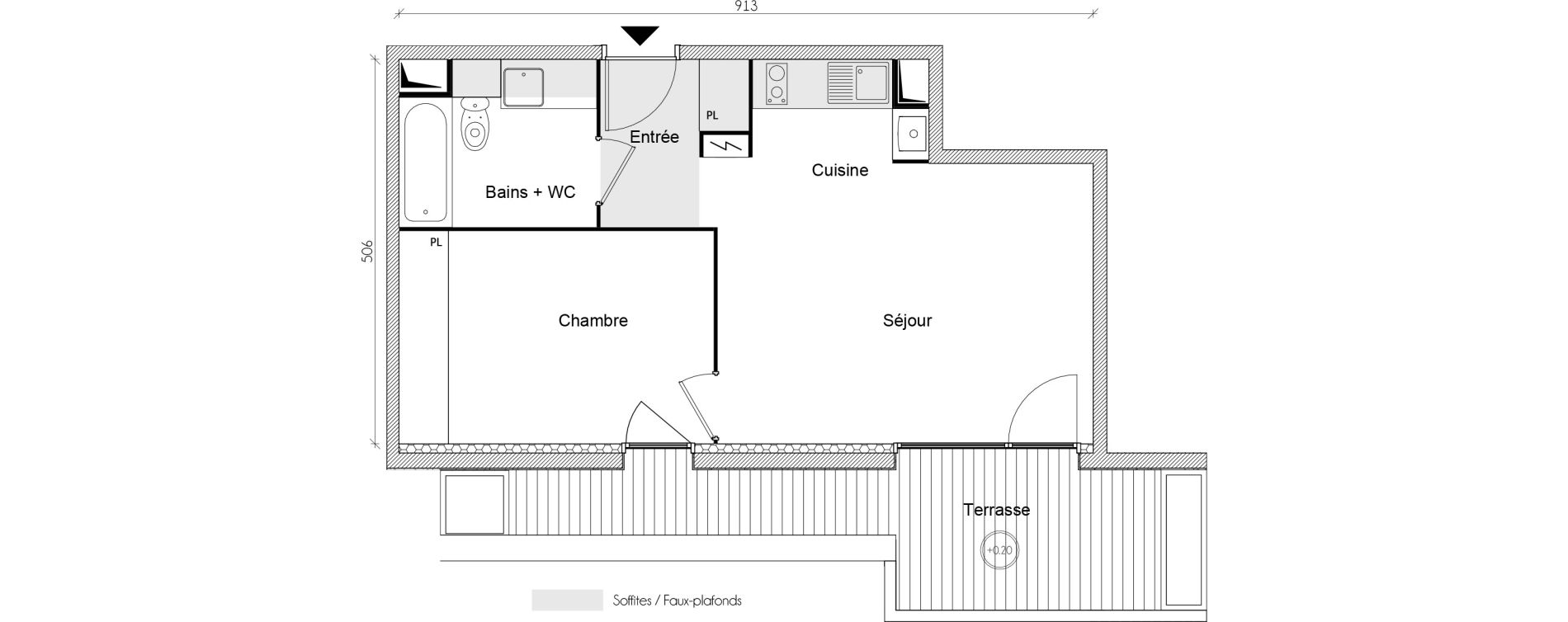 Appartement T2 de 41,80 m2 &agrave; Toulouse Barriere de paris