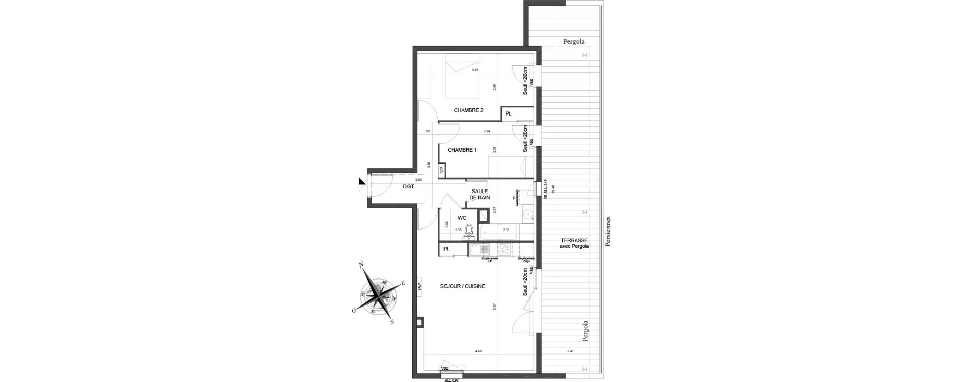 Appartement T3 de 64,95 m2 &agrave; Toulouse Malep&egrave;re