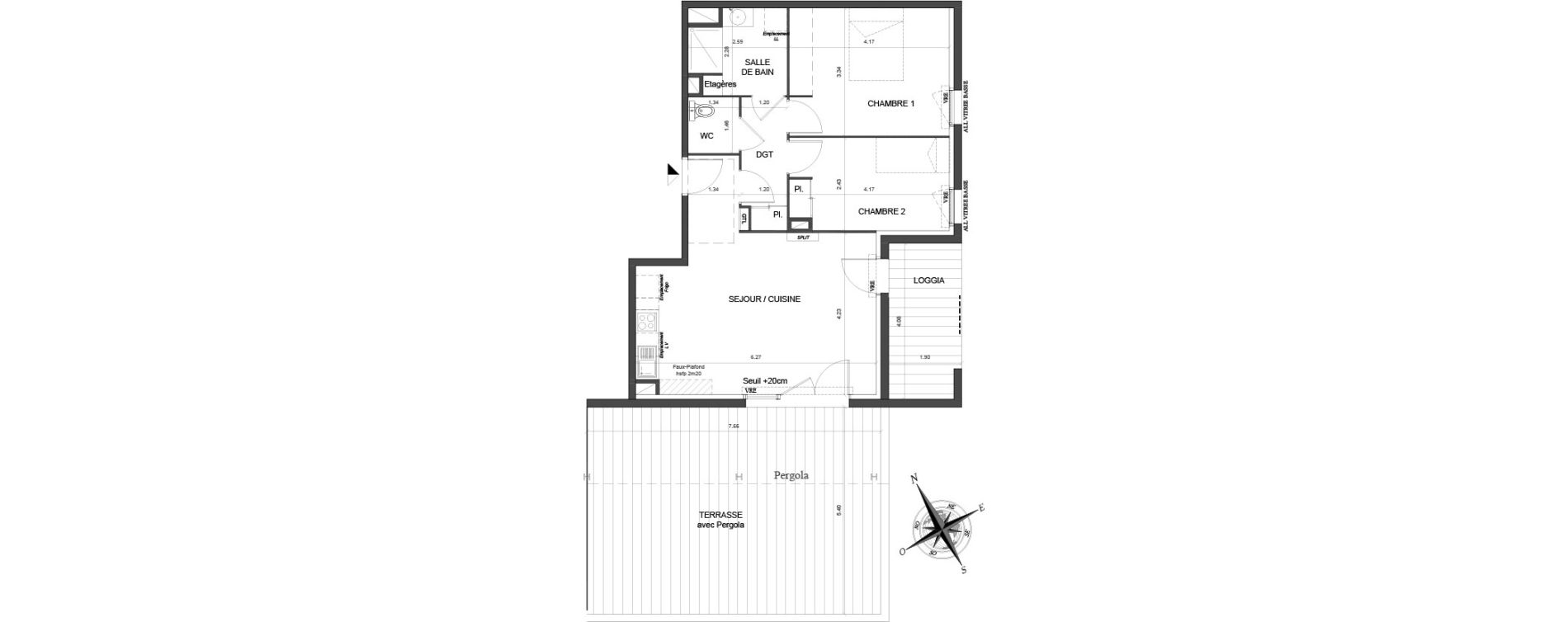 Appartement T3 de 62,74 m2 &agrave; Toulouse Malep&egrave;re