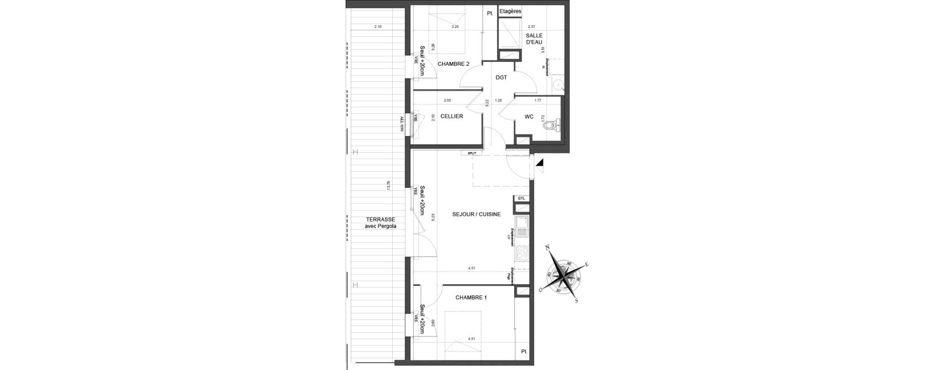 Appartement T3 de 65,90 m2 &agrave; Toulouse Malep&egrave;re