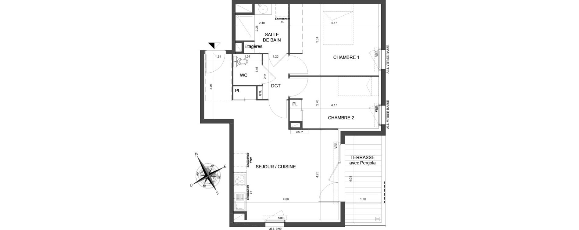 Appartement T3 de 62,01 m2 &agrave; Toulouse Malep&egrave;re