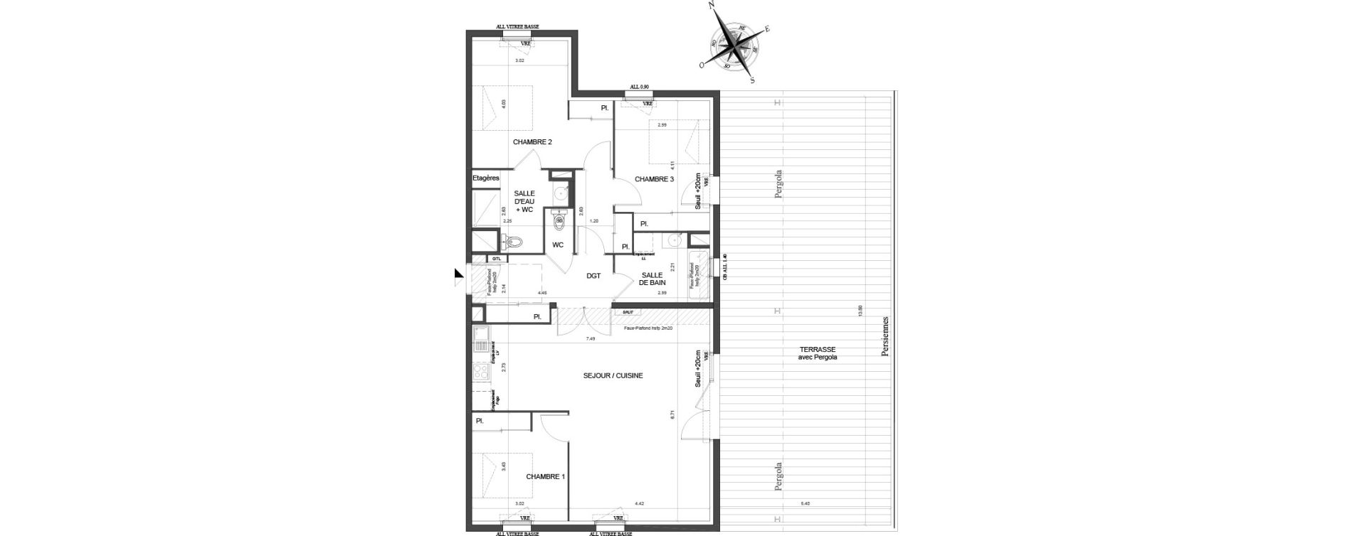 Appartement T4 de 99,78 m2 &agrave; Toulouse Malep&egrave;re