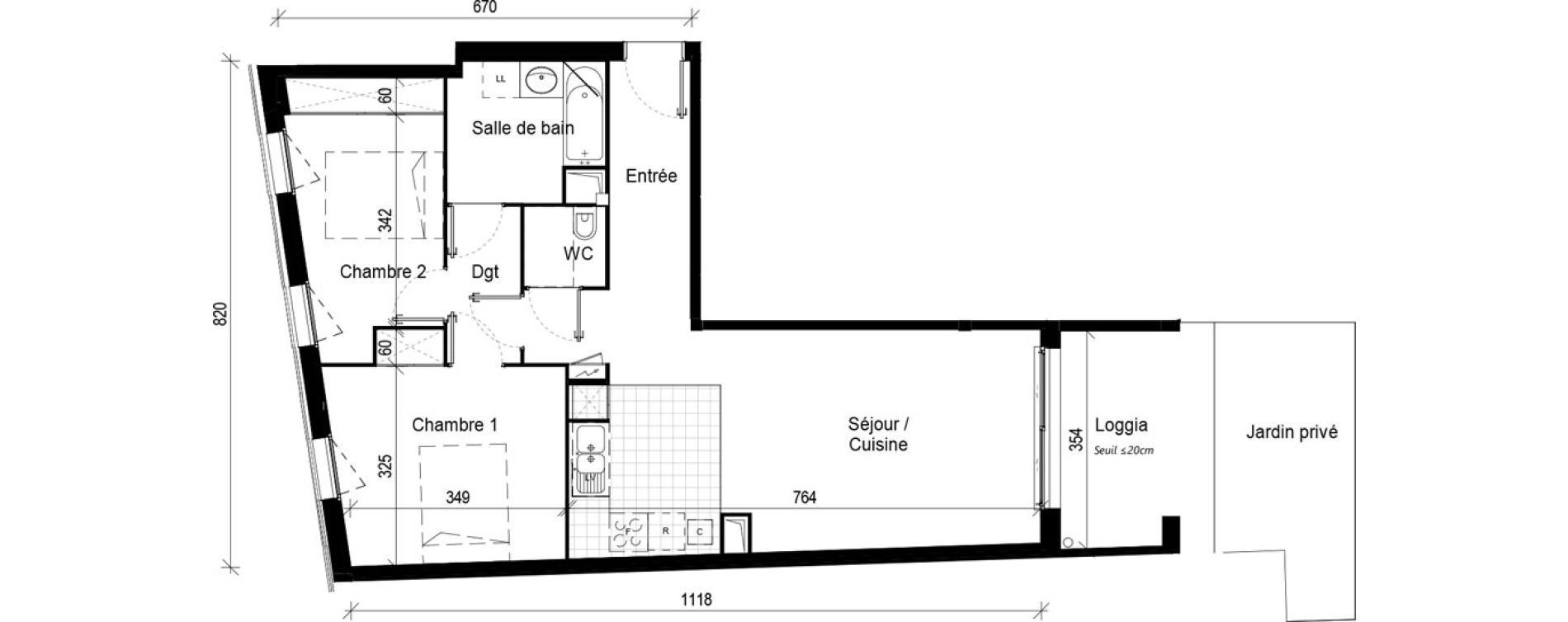 Appartement T3 de 66,90 m2 &agrave; Toulouse Minimes