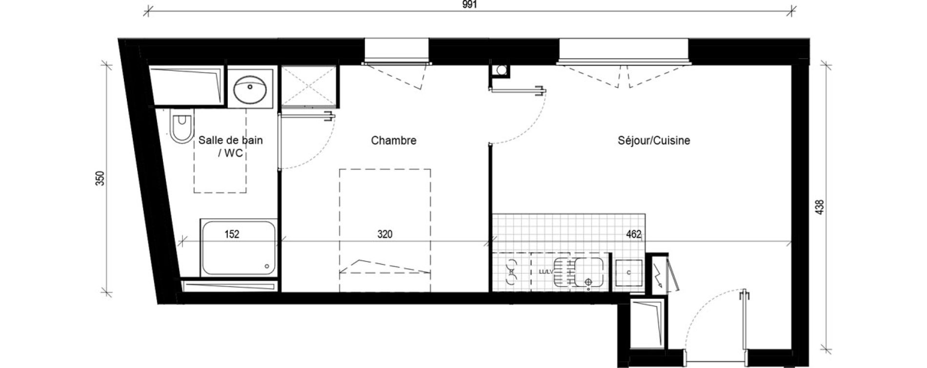 Appartement T2 de 33,60 m2 &agrave; Toulouse Minimes