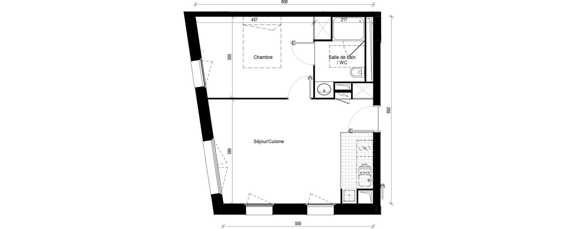 Appartement T2 de 39,90 m2 &agrave; Toulouse Minimes