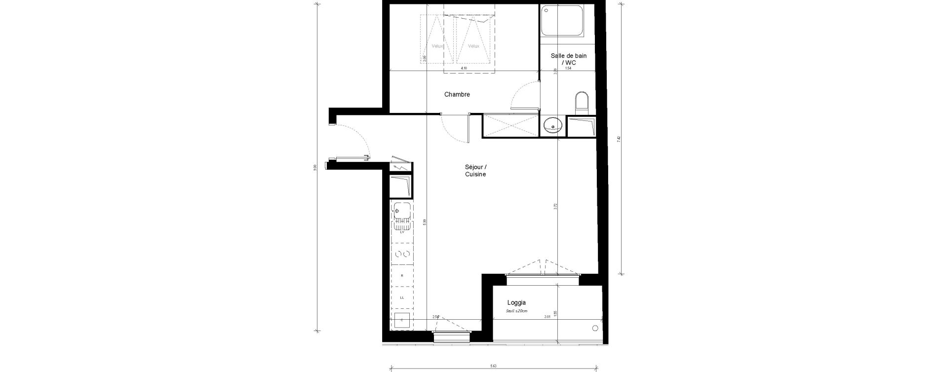 Appartement T2 de 46,60 m2 &agrave; Toulouse Minimes