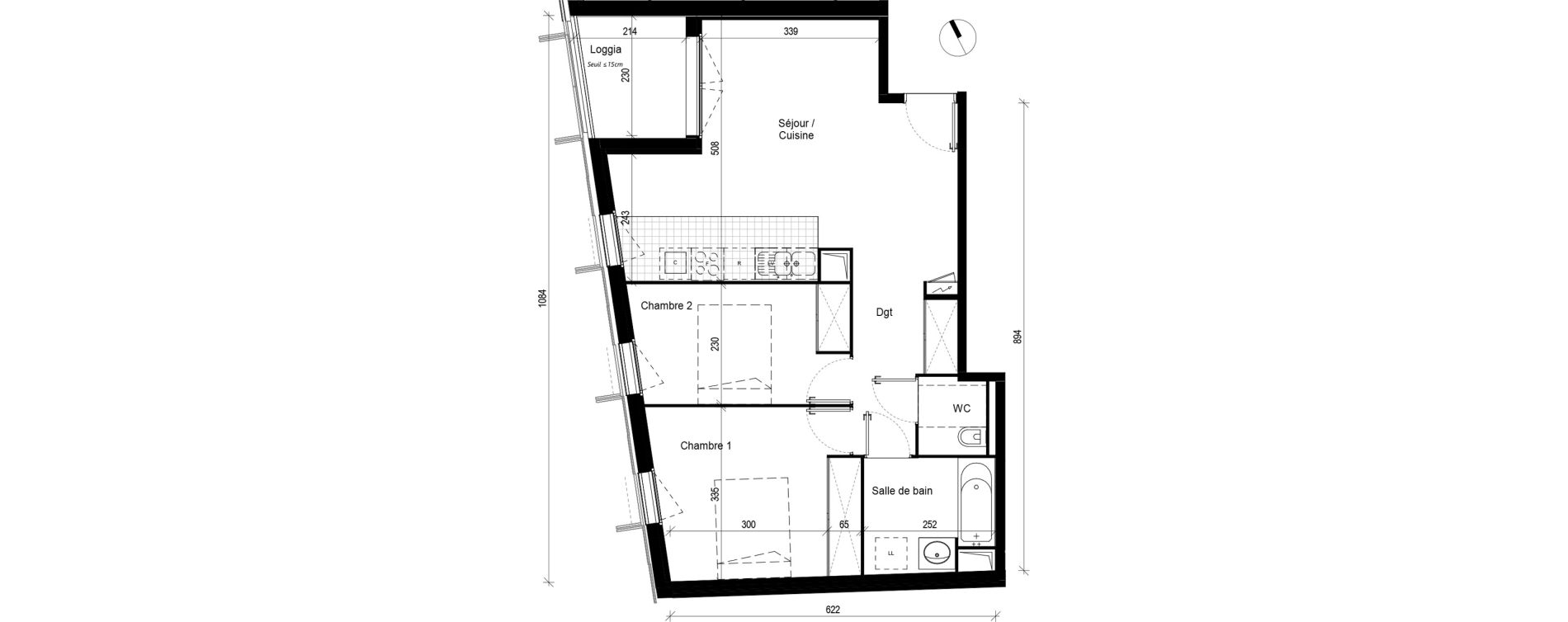 Appartement T3 de 59,80 m2 &agrave; Toulouse Minimes