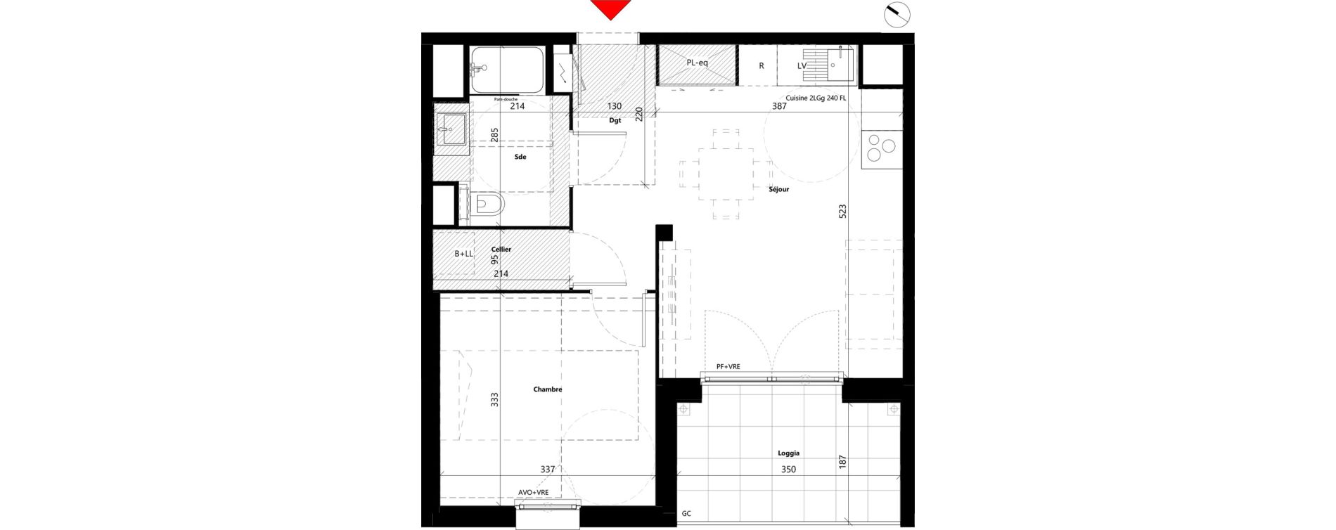 Appartement T2 de 42,67 m2 &agrave; Toulouse Louis plana