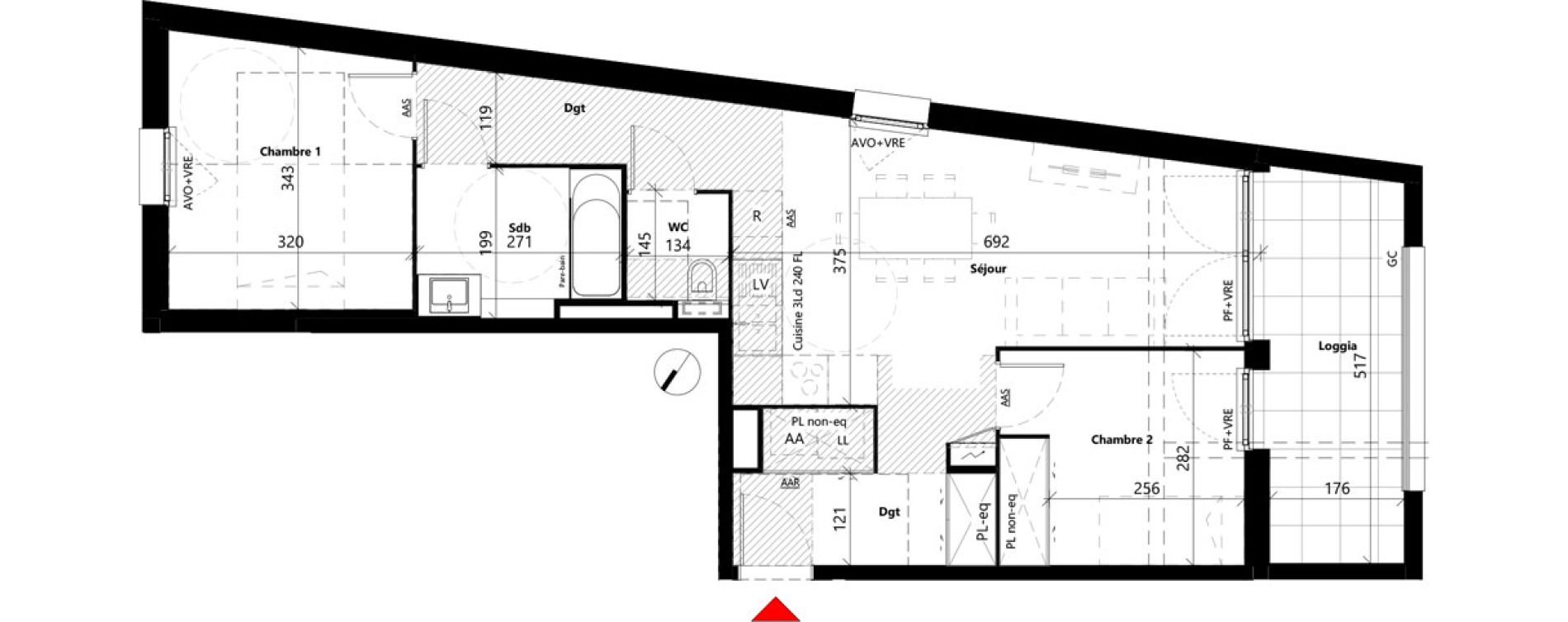 Appartement T3 de 59,33 m2 &agrave; Toulouse Louis plana